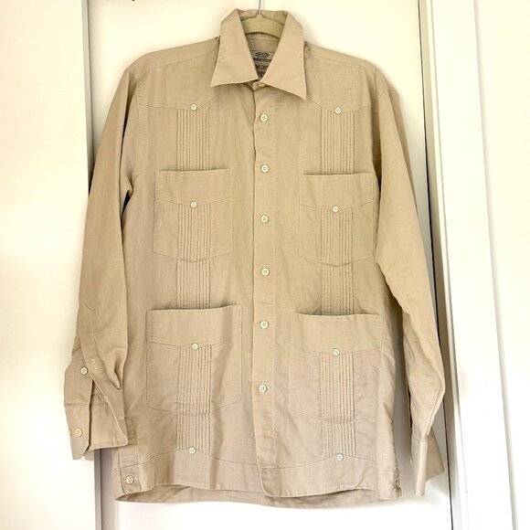 Vintage Massimo Castello Cotton/Linen Guayabera Shirt - Picture 1 of 6